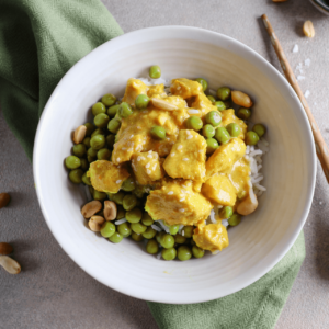 hähnchencurry mit erbsen und reis